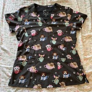 Women’s size small scrub uniform top dog print
